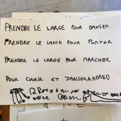 Texte écrit par un danseur du groupe Danse IME Jean Marc Itard, lors d'un transfert au CCN du Havre, danse sur la plage